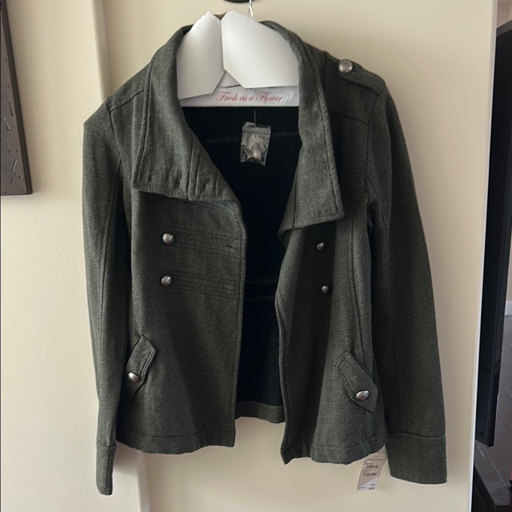 Rubbish Green Utility Jacket with Structured Silhouette